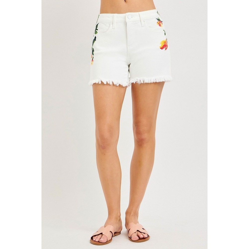 RISEN Tummy Control High Rise‎ Flower Printed Shorts - Small - Picture 6 of 8